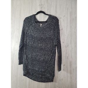 Free People Marled Knit Grey Black Sweater S